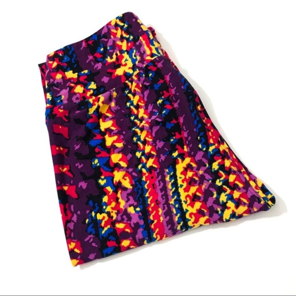 LuLaRoe Leggings Purple Blue Yellow Red Tire Tread